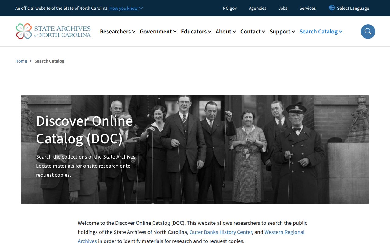New Bern people search through the State Archives online catalog